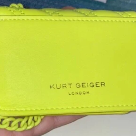KURT GEIGER LONDON Micro Kensington Neon Yellow Leather Crossbody - Picture 5 of 7